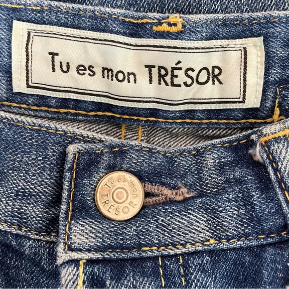 Tu Es Mon Tresor Japan Selvedge Denim Button Fly Bow Jeans - Picture 5 of 13